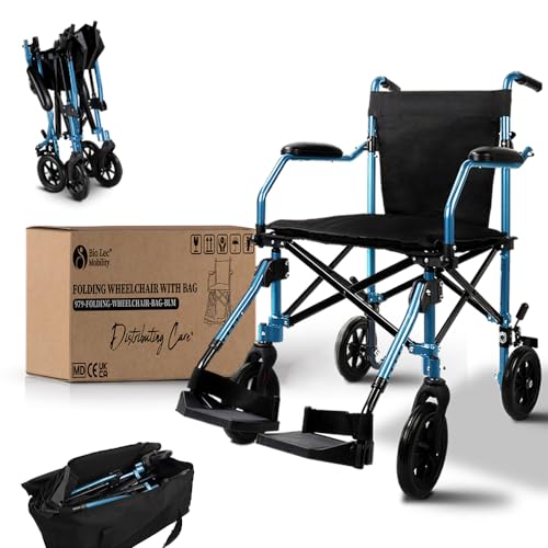 FOLD-O Wheelchair | Folding Transit Wheelchair | Attendant & Transport 57cm Narrow | Comes with Travel Bag | Bio-Lec Mobility