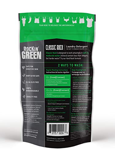 Rockin' Green Classic Rock Laundry Detergent (90 Loads), Plant Based, All Natural Laundry Detergent Powder, Vegan And Biodegradable Odor Fighter, Safe For Sensitive Skin, 45 Oz (Unscented). #TOP1