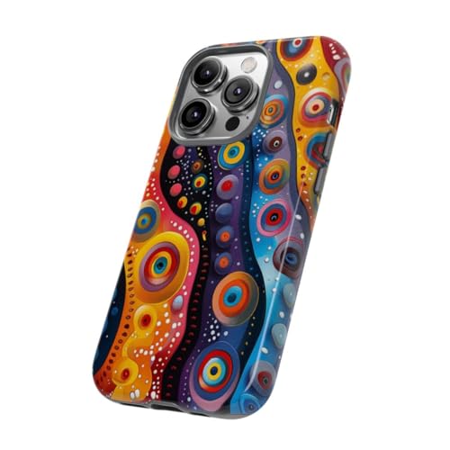Coque iPhone 14 Pro motif circulaire abstrait coloré rigide de protection