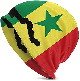 AJOR Winter Beanie Hat Senegal Map with Flag Unisex Knit Hats Skull Cap for Men and Women