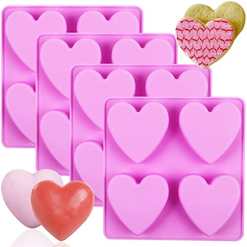 Silicone Soap Molds, METLUCK 4 PCS Heart Silicone Molds Heart Silicone DIY Soap Molds for Soap Making Cake Jelly Pudding Candy Chocolate and Dessert