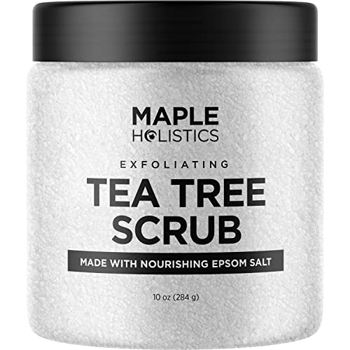 Tea Tree Body Scrub Exfoliator - Dead Sea Salt Scrub Body Exfoliator With Nourishing Tea Tree Oil For Skin - Deep Exfoliating Foot Scrub For Pedicure And Invigorating Dry Skin Exfoliator For Body Care #TOP4