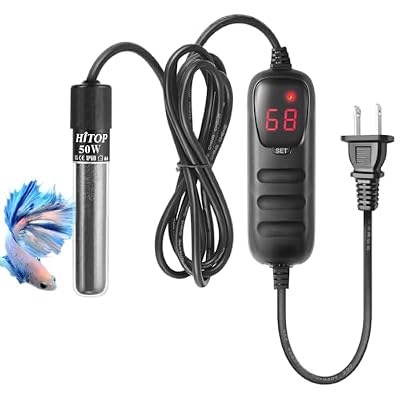 HITOP Mini Submersible Aquarium Heater -50W Digital Heater for Fish Tank Turtle Tank, for Saltwater and Fresh Water with Temperature Controller