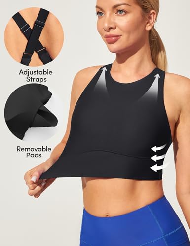 IUGA Bikini Tops for Women Adjustable Cross Back Swim Top Quick Dry Bathing Suit Tops High Neck Swim Bra UPF 50+3