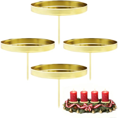 4X Kerzenhalter Adventskranz, 8cm Gold Kerzenhalter Stumpenkerzen...