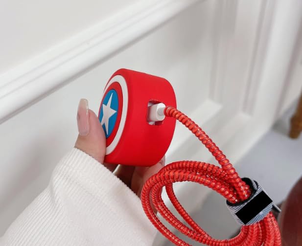 Image of 18-20W Apple iPhone Power Adapter and Type C, Protective 3D Cartoon Character Silicone Case Cover, 360 Degree Full Protection (Captain America)