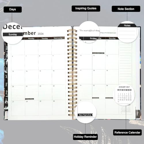 Image of Planner 2026 A5 Weekly Spiral Hardcover Floral Diary Organizer