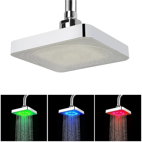 Pommeau douche LED fixe anti-brûlure à capteur de température d'eau tricolore - 4