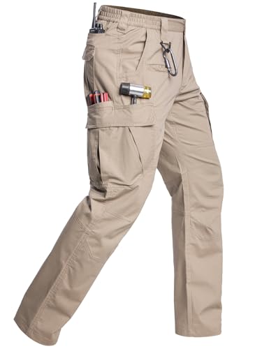 CARWORNIC Men's Stretch Tactical Work Pants Flex Ripstop Water Resistant EDC Utility Hiking Cargo Pants with 12 Pockets