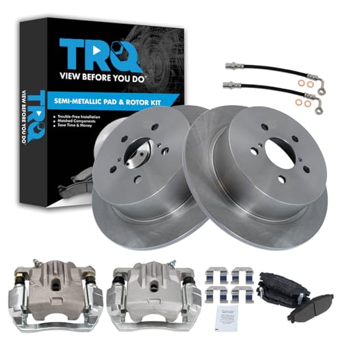 Image of TRQ Rear Brake Pad and Rotor Set Semi Metallic Calipers Compatible with 2006-2009 Subaru Legacy