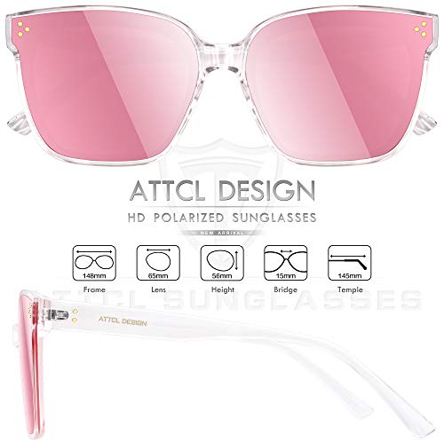 ATTCL Unisex Oversized Sunglasses for Men Women Vintage Square TR90 frame Mirrored UV400 Protection3