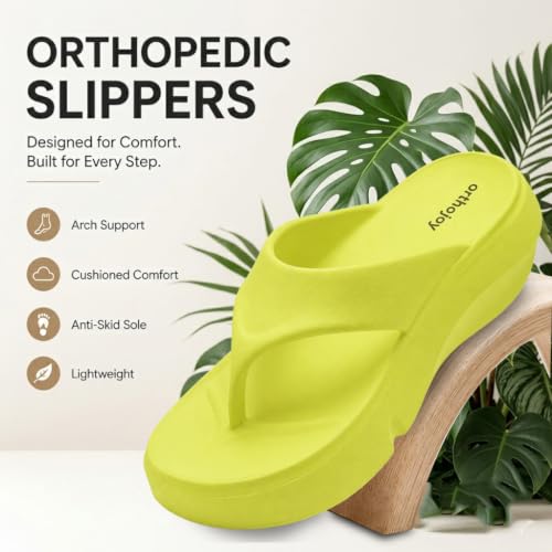 Image of ORTHO JOY Orthopedic Slippers for Women | Soft Cushioned EVA Flip Flops with Arch & Heel Support | Lightweight Anti-Slip Platform Thong Slides for Daily Wear, Indoor & Outdoor