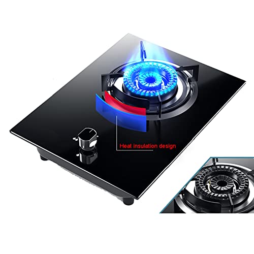 Burner Gas Cooker gas hob Built-in Gas Stove - Table-Top Cooking - Tempered Glass & Stainless Steel Panel - 1 Cast Iron Portable Hob Ring - Compatible With All Cookware(D(4.8kw),NG)
