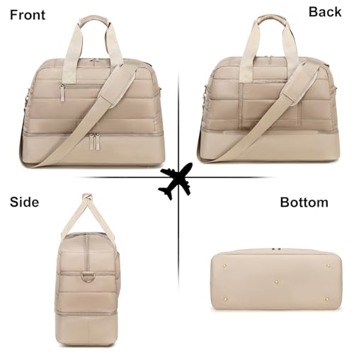 CAMTOP Travel Weekender Bags for Women with Shoe Compartment Quilted Puffer Tote Bag Carry on Duffle Bag for Overnight Bag4