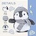 Penguin Stuffed Animal, Penguin Plush with Gray Knit Hat Scarf for Girls Kids Women Adult, Weighted Sitting Soft Cuddly Plush Toy Gifts for Birthday Holiday Winter Christmas Décor Valentine 10 Inch