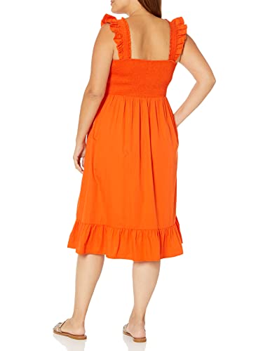 Image of The Drop Womens Kimi Ruffled Shoulder Smocked Midi Dress