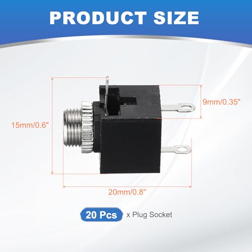 MECCANIXITY 20 piezas conector hembra auxiliar 3.5mm mono TS miniatura 2