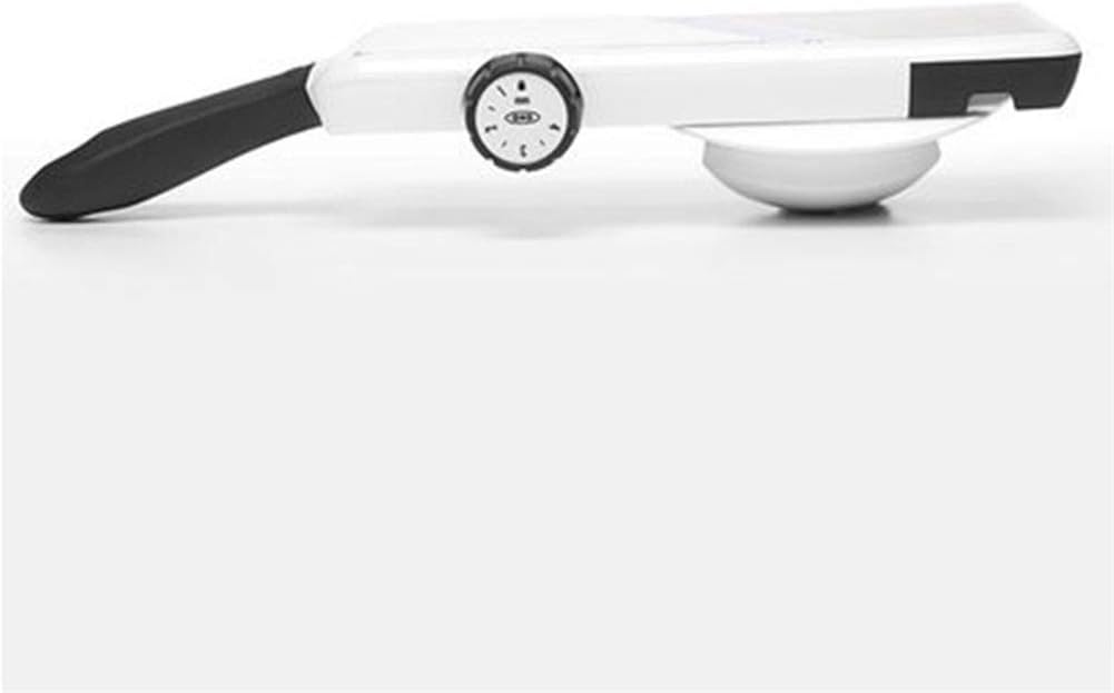 Safety Handheld Vegetable Slicer Adjustable Thickness Side Rotation Knob Translucent Visible Ramp Non-Slip Notch Design Easy to Operate