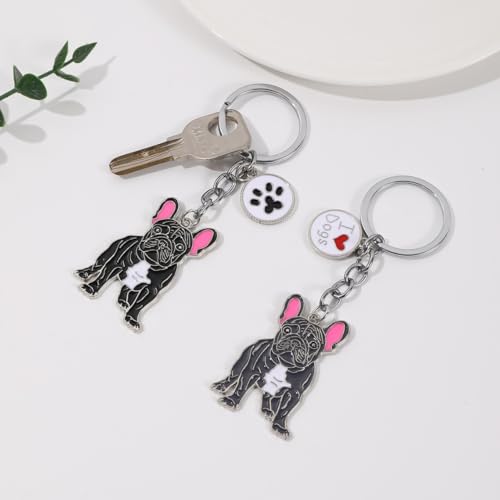 BT Bear Schlüsselanhänger, Hundemarke, niedlicher Metall-Schlüsselanhänger, Taschenanhänger, Französische Bulldogge, Schwarz, 10