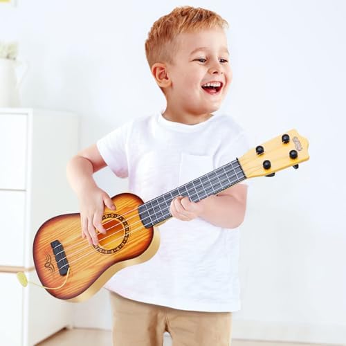 YOLOPLUS+ 17 Inch Toddler Ukulele Guitar Toy 4 Strings Mini Guitar for Kids - Children Musical Instruments Educational Learning Toy (Orange) — view 7