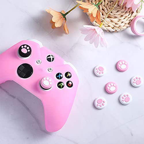 14 Pcs Controller Skins Anti-Slip Accessories Set Silicone Cover Protector Case Compatible With Xbox One/ S/ X Controller Wireless/ Wired Gamepad Joystick With 12 Cat Paw Thumb Grips (Pink)… #TOP6