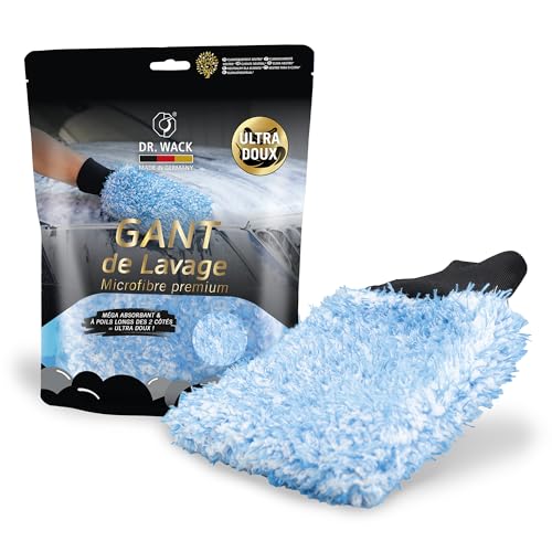 Dr. Wack - Gant de Lavage pour Voiture - Microfibre Premium - Poils Longs Double Face, Ultra Doux et Absorbants - Nettoyage sans Rayures - Lavable 200X