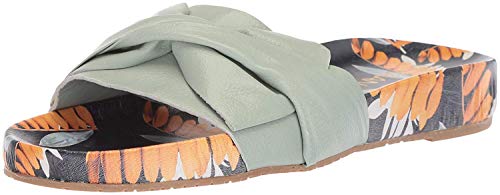 KAANAS Women's GALERA PRINTED POOL SLIDE WITH BOW FASHION SANDAL Sandal, mint, 7 M US