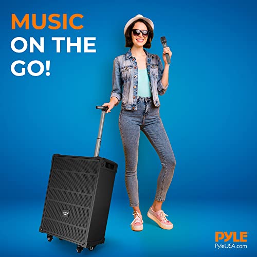 Pyle 12'' Portable Wireless Bluetooth Speaker System - Built-In Rechargeable Battery, Wireless Microphone, Usb/Micro Sd/Fm - 80 Watt - Fm Radio With Digital Led Display, Pwma1299A #TOP7