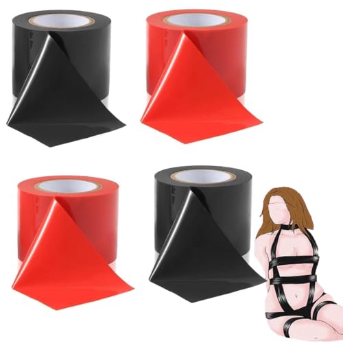 Bondage Fessel Set Tape 4 x 10 m nicht klebende Fesselband Statische PVC Fesseln Band Bondage Seil Sexspielzeug für Sex Play Paare Weiblich Männlich Extrem Ideal Sinnliche Spiele und Bondage-Abenteuer