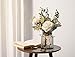 YJ Fake Flowers with Vase, Silk Roses Artificial Flowers in Vase, Faux Flower Arrangement with Vase Suitable for Home Office Decoration, Dining Table Centerpiece(White)