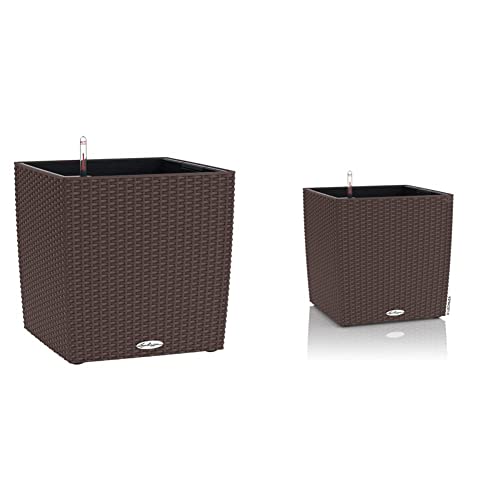 Lechuza Cube Cottage 40 Pflanzgefäß mit ERD-Bewässerungs-System, Mokka, 40 x 40 x 40 cm & Cube Cottage 30 Pflanzgefäß mit ERD-Bewässerungs-System, Mokka, 30 x 30 x 30 cm