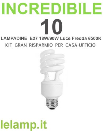 Preisvergleich Produktbild Preisgünstiges Set von 10 Sparglühbirnen Spiralform E27 18W Kaltweiß