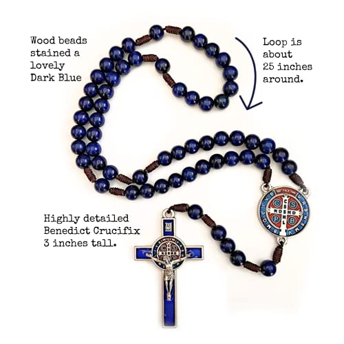 Blue St. Benedict Wooden Rosary - Beautifully Handmade - Catholic Or Christian Gift Rosaries #TOP3