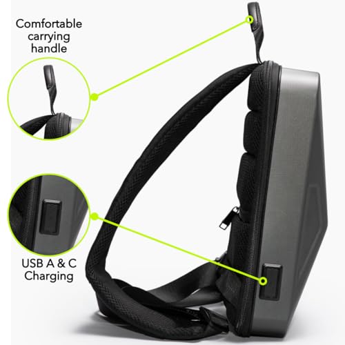 Cybersling Messenger Bag 7L (Gray) - Versatile Crossbody/Sling/Backpack USB Charging, Passcode Lock, Water-Resistant Material, & Comfortable Back Panel, Daily Carry & Travel, For Men & Women3