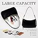 Crescent Shoulder Bag for Women Trendy Tote Handbag Purse Vegan Leather Clutch Handbag with 2 Removable Straps (black)