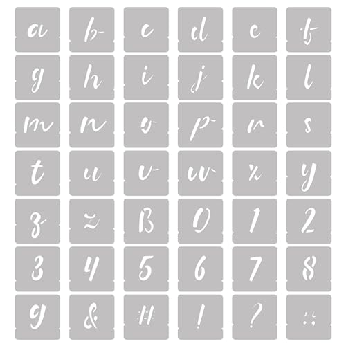 NAKLEO Alphabet Painting Stencils Set 42 Pcs, 7 cm Letters & Numbers Handwriting Small Font - Image 3