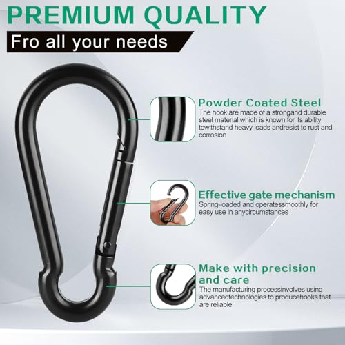 6.1Inch Spring Snap Hooks 1100LBS Capacity, Carabiner Clip, Heavy Duty Rope Connector, Quick Link Carabiners Spring Snap Hooks for Indoor & Outdoor, Camping, Fishing, 2 Pack by Manesi - Used condition - Image 6