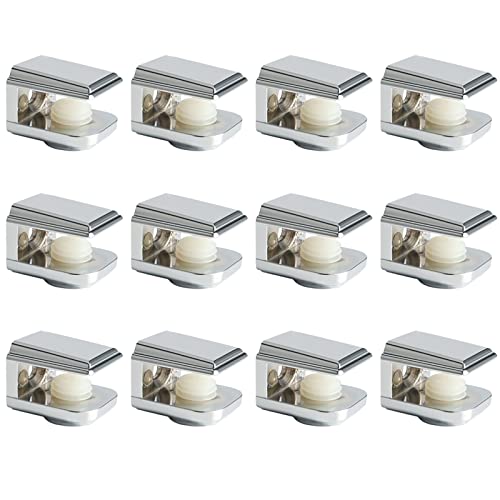 Image of Sayayo Glass Shelf Brackets Glass Clamp Shelf Supports Chromed Finished, Adaptive 5-8MM Thickness, Zinc Alloy, 12Pcs
