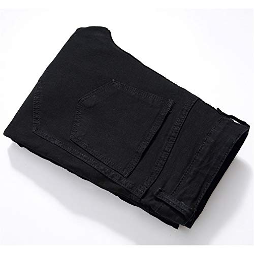 Men's Ripped Slim Straight fit Biker Jeans Distressed Ripped Skinny Slim Fit Denim Pants Holes Hip Hop Biker Stretchy Jean4