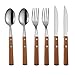 Set de cubiertos de plata Vajilla Tenedor Cuchara Cuchillo Set de 6 cubiertos conjunto de vajilla de cocina de acero inoxidable mango de madera cuberteria acero inoxidable (Color : Color 1)