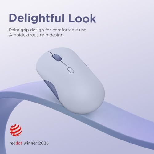 Image of Lenovo 350 Wireless Bluetooth Mouse, Silent Click, 3 Level DPI (1000, 1600, 2400), 36 Month Battery Life, 2 Device Pairing, Meta Grape