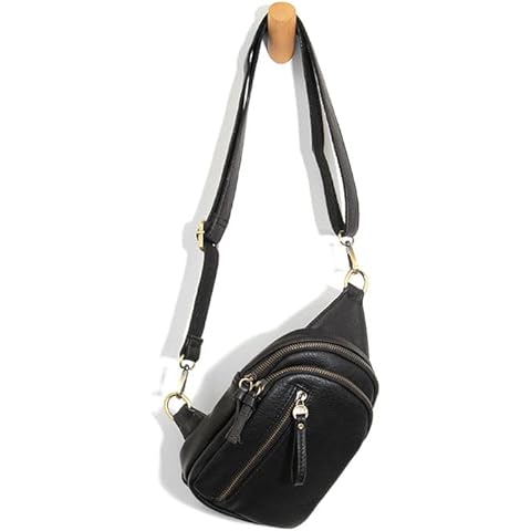 Joy Susan Skyler Sling Bag: Vegan Leather, Zippered Closure, Brass Plated Hardware, Black Cover
