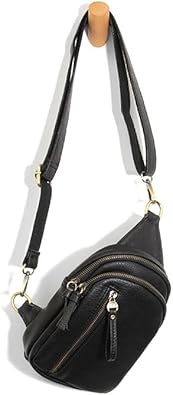Joy Susan Skyler Sling Bag: Vegan Leather, Zippered Closure, Brass Plated Hardware, Black