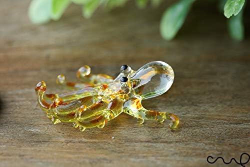redchocol8® Handmade Yellow Little Glass Octopus Gloss Garden Decor Ornament Gift Collection