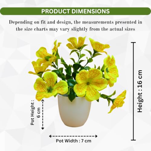 Image of fancymart Artificial Real Touch Flower Plant with Pot (Pack of 2), 16 cm Height, Decorative Faux Floral Plant for Home, Office, Living Room, Bedroom, Table & Shelf Decor