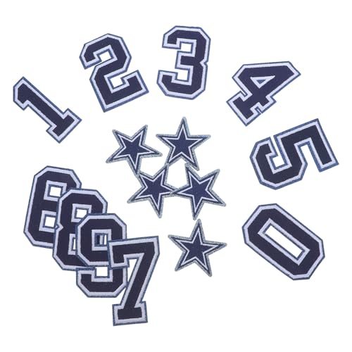 Housoutil Parche Bordado de Fútbol Americano para Ropa Deportiva y Gorras Trucker, Termoadhesivo de Poliéster 15 Piezas entre Números y Estrellas para Eventos Escolares y DIY