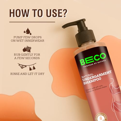 Image of Beco Natural Undergarment Laundry Detergent Shampoo | 500 ml | Lingerie wash, Balanced pH Formulation | Effectively removes Sweat, Body Oils and Menstrual Stains