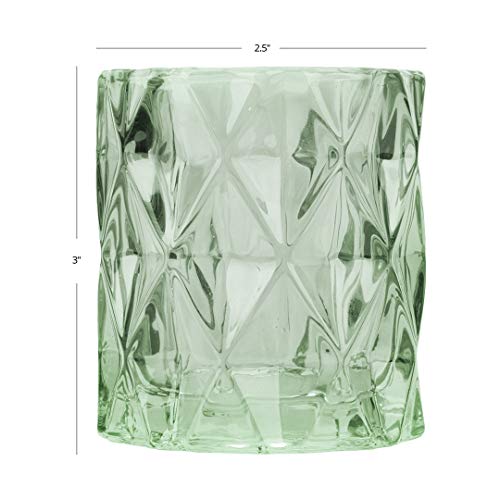 Koyal Wholesale 3" Tall Mint Modern Multifaceted Glass Candle Holders, Set Of 6 Votives, Bulk Tealight Holders #TOP4