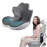 Seat Cushion and Lumbar Support Pillow, 2 in 1 Ergonomic Memory Foam Chair Cushion & Back Support for for Home Office Car Driver Gaming, Orthopedic Seat Pad for Coccyx Sciatica Tailbone Pain Relief