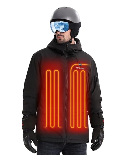 Venustas Men's Heated 3L Ski Insulated Jacket with 12V Battery, Waterproof, Windproof,Breathable, RECCO Reflector Built in Venustas Men's Heated 3L Ski Insulated Jacket with 12V Battery, Waterproof, Windproof,Breathable, RECCO Reflector Built in